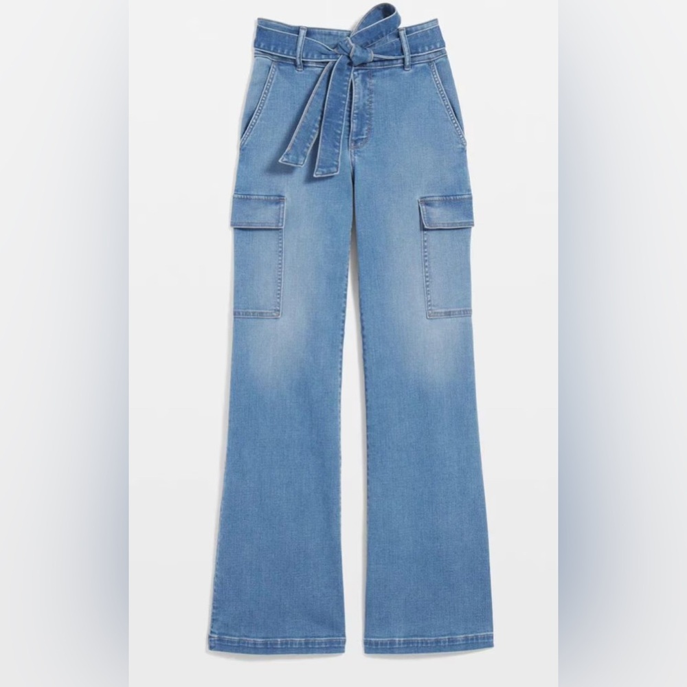 WHITE HOUSE BLACK MARKET Extra High-Rise Utility Cargo Wide Leg Jeans 18tall NWT
